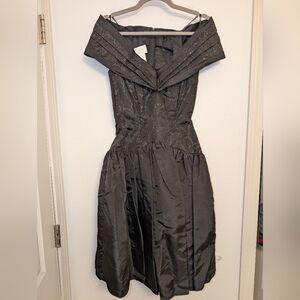 Gunne Sax Black Off-Shoulder Prom Dress